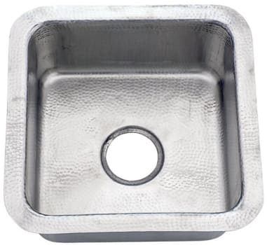 Nantucket Sinks Brightwork Home Collection SQRS7MF - 16 Inch Square Hammered Stainless Undermount Sink