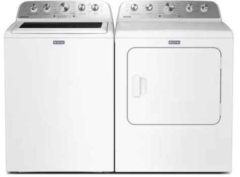 Maytag MGWADRERW5605 - Side-by-Side Washer & Dryer Set with Top Load Washer and Electric Dryer in White