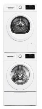 Bosch 300 Series BOWADREUC144002 - Side by Side on Pedestal Washer & Dryer Set with Front Load Washer and Electric Dryer in White