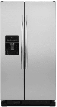 Amana Asd2575brs 25 5 Cu Ft Side By Side Refrigerator With 3 Adjustable Spillsaver Glass Shelves Adjustable Gallon Door Bins Deli Drawer And External Ice Water Dispenser Stainless Steel