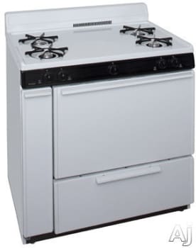 Premier Blk100wp 36 Inch Freestanding Gas Range With 4 Open Burners Battery Spark Ignition 17 000 Btu Burner 4 Inch Porcelain Backguard And Ada Compliant White