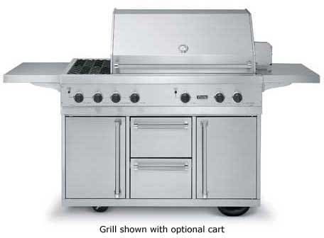 Viking Bqc530t1ss 53 Inch Grill Cart With 2 Side Shelves 2 Storage Drawers And 2 Front Doors Stainless Steel