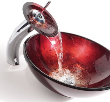 Kraus Cgv20012mm10ch 17 Inch Galaxy Fire Red Glass Vessel Sink