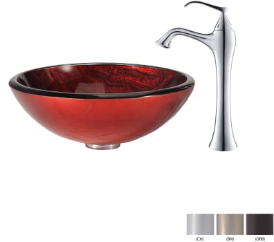 Kraus Copper Series CGV69219MM15000CH - Glass Vessel Sink with Chrome Faucet