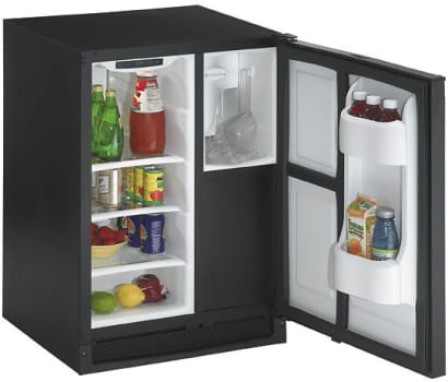 U-Line UCLRCO2175B40 24 Inch Combo Clear Ice Maker/Refrigerator with 2.5  cu. ft. Refrigerator Capacity, 40 lbs. Daily Ice Production, 15 lbs. Ice  Storage and Drain Required: Black with Pump
