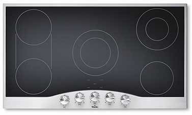 Viking DECU1655BSW 36 Inch Smoothtop Electric Cooktop with 5 QuickCook Surface Elements Bridge Element and Push to Turn Safety Feature White Glass and Gray Knob Grip