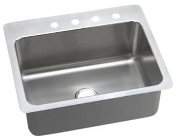 Elkay Dpssr2722101 27 Inch Drop In Undermount Stainless Steel Kitchen Sink With 10 Inch Bowl Depth 20 Gauge Sound Guard Bright Satin Finish And Slim Rim 1 Faucet Hole
