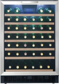 Danby Dwc508bls 24 Inch Built In Wine Cooler With 50 Bottle Capacity 6 1 2 Sliding Wire Wine Racks Beachwood Face Led Digital Thermostat Interior Led And Reversible Door