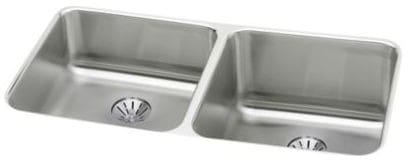 Elkay Gourmet Perfect Drain Collection Lustertone Collection ELUH311810LPD - Elkay Lustertone® Classic Stainless Steel Double Bowl Undermount Kitchen Sink with Perfect Drain®