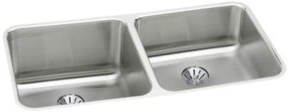 Elkay Gourmet Perfect Drain Collection Lustertone Collection ELUH311810RPD - Elkay Lustertone® Classic Stainless Steel Double Bowl Undermount Kitchen Sink with Perfect Drain®
