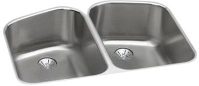 Elkay Harmony Collection Lustertone Collection ELUH32229PD - Elkay Lustertone® Classic Stainless Steel Double Bowl Undermount Kitchen Sink with Perfect Drain®