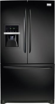 Frigidaire Fghb2844le 27 8 Cu Ft French Door Refrigerator With 4 Spillsafe Sliding Glass Shelves 2 Clear Full Width Humidity Crispers External Ice Water Dispenser Ramp Up Lighting And Self Closing Pull Out Freezer Drawer Ebony