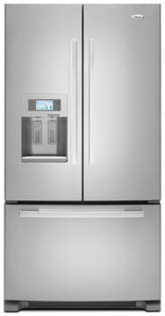 Whirlpool Gi7fvcxxa 27 0 Cu Ft French Door Refrigerator With Spillguard Glass Shelves External Water Ice Dispenser Color Lcd Touch Screen And Energy Star Qualified Monochromatic Satina