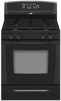 Whirlpool Gs563lxsb 30 Inch Freestanding Gas Range With Accubake Heat Distribution System Accusimmer Storage Drawer Glass Console Black On Black