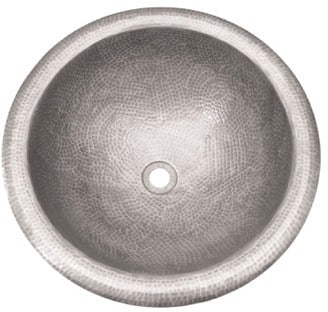 Hwaug2rs 17 Inch Top Mount Single Bowl Large Round Lavatory Sink With Self Rimming 6 Inch Depth And 1 1 2 Inch Drain Opening Pewter