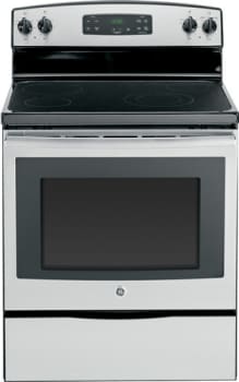 Ge Jbs60rfss 30 Inch Freestanding Electric Range With 4 Smoothtop Elements 5 3 Cu Ft Oven Capacity 9 6 Inch Power Boil Element Dual Element Bake Storage Drawer And Manual Clean Stainless Steel