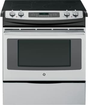 Ge Js750sfss 30 Inch Slide In Electric Range With True Convection Power Boil Fast Preheat Bridge Zone Self Clean 4 Elements Storage Drawer Ge Fits Guarantee 4 4 Cu Ft Oven Ada Compliant And Star K