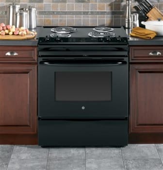 GE JSS28DFBB 30 Inch Slide-in Electric Range with 4 Coil Elements, 4.4