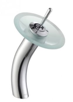 Kraus Vessel Mixer Series KGW1700CHFR - Waterfall Bathroom Faucet with Frosted Glass Disk in Chrome