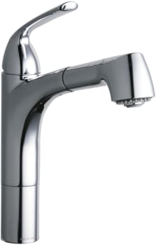 Elkay  Elkay Gourmet Single Hole Kitchen Faucet Pull-out Spray And Lever Handle With Hi And Mid-rise Base Options Chrome 1489655