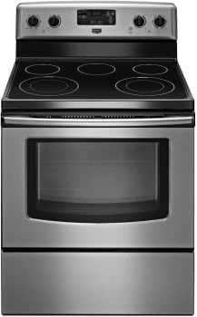 Maytag 30 in. 5.3 cu. ft. Oven Freestanding Electric Range with 5 Smoothtop  Burners - Stainless Steel