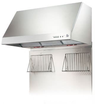 Heartland 3405 30 Inch Stainless Steel Wall Mount Range Hood With 500 Cfm Inline Blower 3 Speed Heating Lamps And Automatic Shut Off