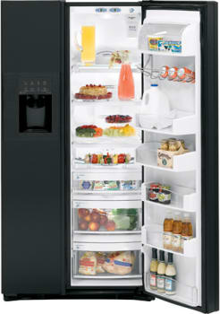 GE PSH25MGSBV 24.6 Cu. Ft. Arctica Side by Side Counter Depth Refrigerator with ClimateKeeper2 System Integrated Ice System Black Dispenser Panel Ready