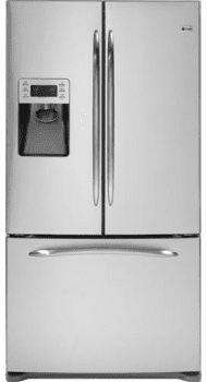 GE PFSS9PKYSS 28.5 cu. ft. French Door Refrigerator with 4 Glass Shelves Gallon Door Storage TurboCool Setting and Factory Installed Icemaker Water Dispenser
