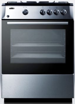 Summit Pro24g 24 Inch Freestanding Gas Range With 2 5 Cu Ft Capacity 4 Sealed Sabaf Burners Continuous Grates Waist High Broiler Slide Out Oven Racks Storage Compartment And Manual Clean