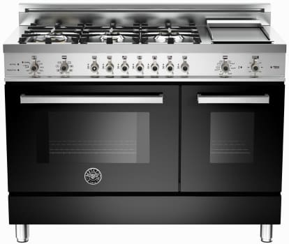 Bertazzoni Pro486gdfsne 48 Inch Pro Style Dual Fuel Range With 6 Bertazzoni Professional Series Pro486gdfsne Black