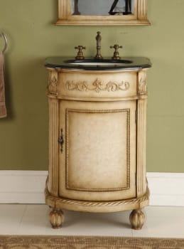 Empire Industries Si24aw 24 Inch Traditional Vanity With Cabinet Empire Industries Sienna Collection Si24aw Antique White With Absolute Black Granite Top