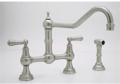 Rohl U4764LPN Double Lever Cast Spout Bridge Kitchen Faucet with
