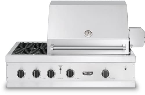 Viking Vgbq4122re2nss 41 Inch Built In Gas Grill With 563 Sq In Cooking Surface 29 000 Btu Grill Burner Grill Smoker Burner Infrared Rotisserie Side Burner And Led Control Panel Natural Gas