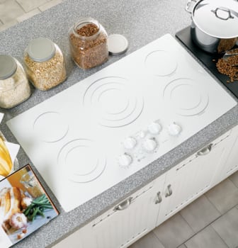36 inch white electric cooktop top