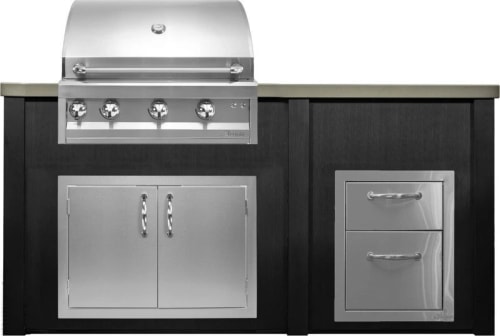 Haven Outdoor HART72DRAWBB - Haven Outdoor™ 72" Brushed Black Outdoor Kitchen Island