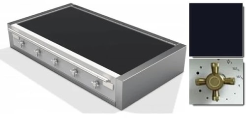 AGA Elise Series AEL481INRTABBLK - 48 Inch Induction Rangetop in Angle View, Color Displayed: Stainless Steel