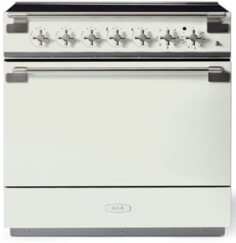 AGA Elise Series Classic Color Collection AEL361INABWHT - AGA 36 Inch Freestanding Induction Range Antique Brass Trim