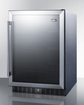 Summit Al57gcss 24 Inch Undercounter Beverage Center With Temperature Alarm Adjustable Glass Shelving Bottle Slots Ada Compliant Design Factory Installed Lock Digital Thermostat Door Alarm 5 0 Cu Ft Capacity Right Angle Plug