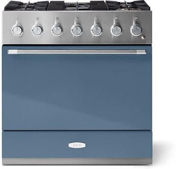 AGA AMC36DFSTB 36 Inch Freestanding Dual Fuel Range with 5 Sealed Burners 4.9 cu. ft. Oven Capacity Storage Drawer Continuous Grates 7 Mode Multifunction Oven True European Twin Fan Convection and Hi ...