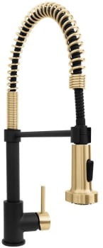 ZLINE APLKFZMBCB - Pull Down Spring Single Handle Kitchen Faucet in Matte Black and Champagne Bronze