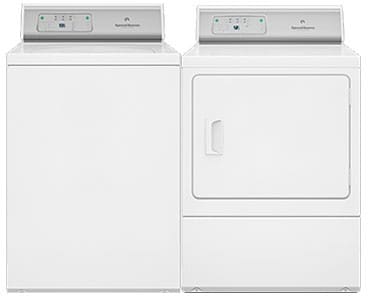 Speed Queen Sqwadrgw1 Side By Side Washer Dryer Set With Top Load Washer And Gas Dryer In White