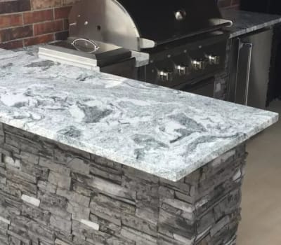 Tru Islands B37011202 - Stacked Stone Gray with Cloudy White Countertop