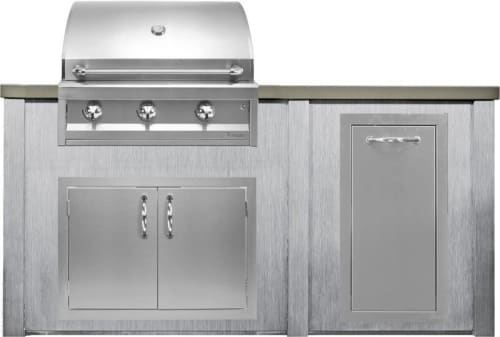 Haven Outdoor HART72TRASHBB - Haven Outdoor™ 72" Harbor Gray Outdoor Kitchen Island