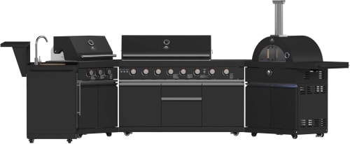 Forno FODKT2568BLK - 176 Inch Freestanding Bbq Grill with 99,600 BTU BBQ Stainless-Steel Burners
