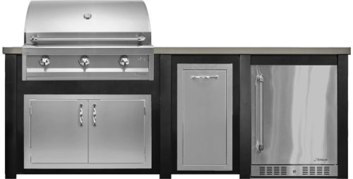 Haven Outdoor HART96REFBB - Haven Outdoor™ 96" Brushed Black Outdoor Kitchen Island