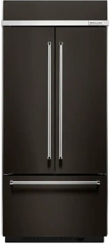 KitchenAid 20.8 Cu. Ft. 36" Width Built In Stainless Steel French Door Refrigerator w/ Platinum Interior Design in Black KBFN506EBS on Fridge.com