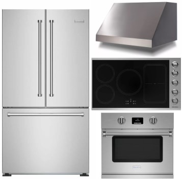 Bluestar Blsctworhre29 4 Piece Kitchen Appliances Package With French Door Refrigerator In Stainless Steel