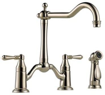 Brizo 62536lfpn Double Lever Bridge Kitchen Faucet With Side