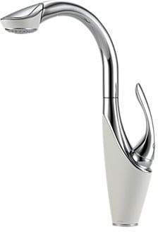 Brizo 63255lfpcmw Single Lever Pull Out Kitchen Faucet With Stream
