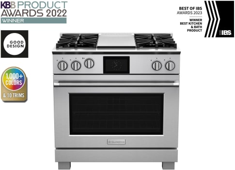 BlueStar Dual Fuel Series BSDF364G - 36 Inch Freestanding Dual Fuel Range with 4 Sealed Burners in Front View